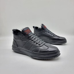 Мужские кроссовки Prada 2021-2022 черные кожаные
