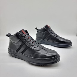 Мужские кроссовки Prada 2021-2022 черные кожаные