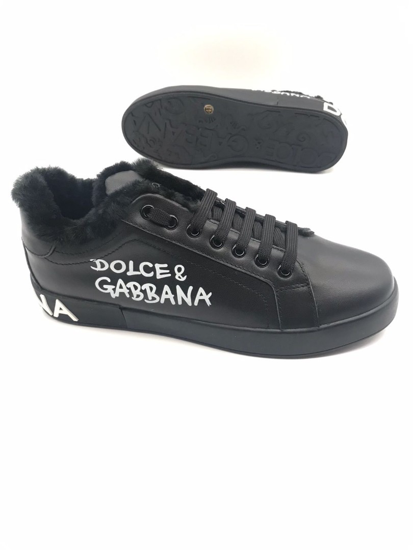 Мужские кеды Dolce & Gabbana черные с мехом