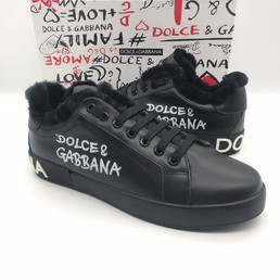 Мужские кеды Dolce & Gabbana черные с мехом
