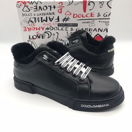 Мужские кеды Dolce & Gabbana черные с мехом