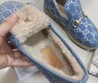 Женские лоферы Gucci 2021 голубые на овчине