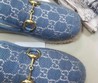 Женские лоферы Gucci 2021 голубые на овчине
