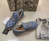 Женские лоферы Gucci 2021 голубые на овчине