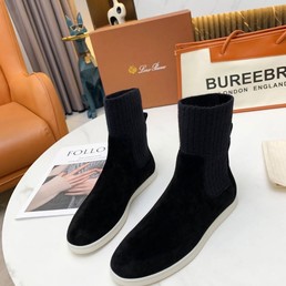 Женские ботинки Loro Piana комбинированные черные