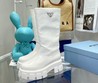 Женские ботинки Prada кожаные белые