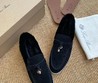 Женские лоферы Loro Piana замшевые черные