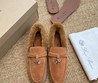 Женские лоферы Loro Piana замшевые коричневые