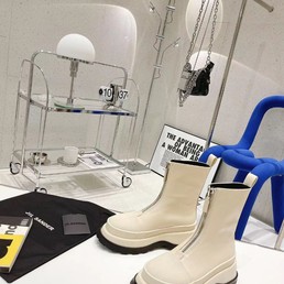 Женские ботинки Jil Sander бежевые кожаные