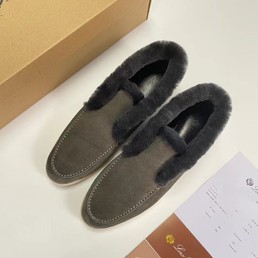 Женские лоферы Loro Piana замшевые серые