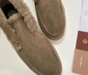 Женские лоферы Loro Piana замшевые темно-бежевые