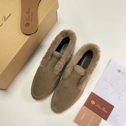 Женские лоферы Loro Piana замшевые темно-бежевые