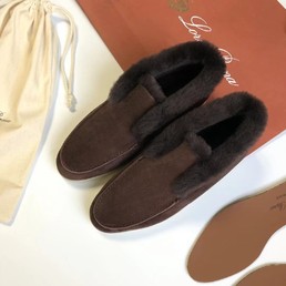 Женские лоферы Loro Piana замшевые коричневые