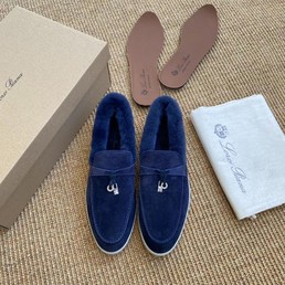 Женские лоферы Loro Piana замшевые синие