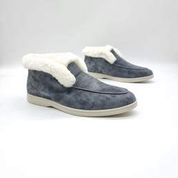 Женские лоферы Loro Piana замшевые серые