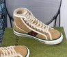 Женские зимние высокие кеды Gucci бежевые