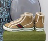 Женские зимние высокие кеды Gucci бежевые