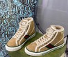 Женские зимние высокие кеды Gucci бежевые