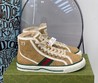 Женские зимние высокие кеды Gucci бежевые
