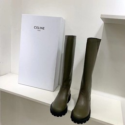 Женские сапоги Celine кожаные зеленые