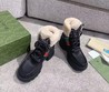 Женские ботинки зимние Gucci 2021 черные с мехом