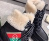 Женские ботинки зимние Gucci 2021 черные с мехом