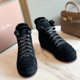 Женские зимние высокие кеды Loro Piana черные