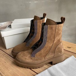 Женские замшевые ботинки Brunello Cucinelli коричневые