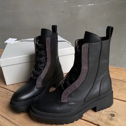 Женские кожаные ботинки Brunello Cucinelli черные