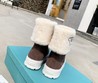 Женские зимние сапоги Prada замшевые коричневые