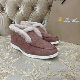 Мужские зимние лоферы Loro Piana темно-бежевые замшевые на овчине