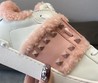 Женские зимние кеды Valentino белые с розовым кожаные