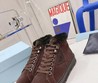 Женские высокие кеды Prada на меху шоколадные зимние