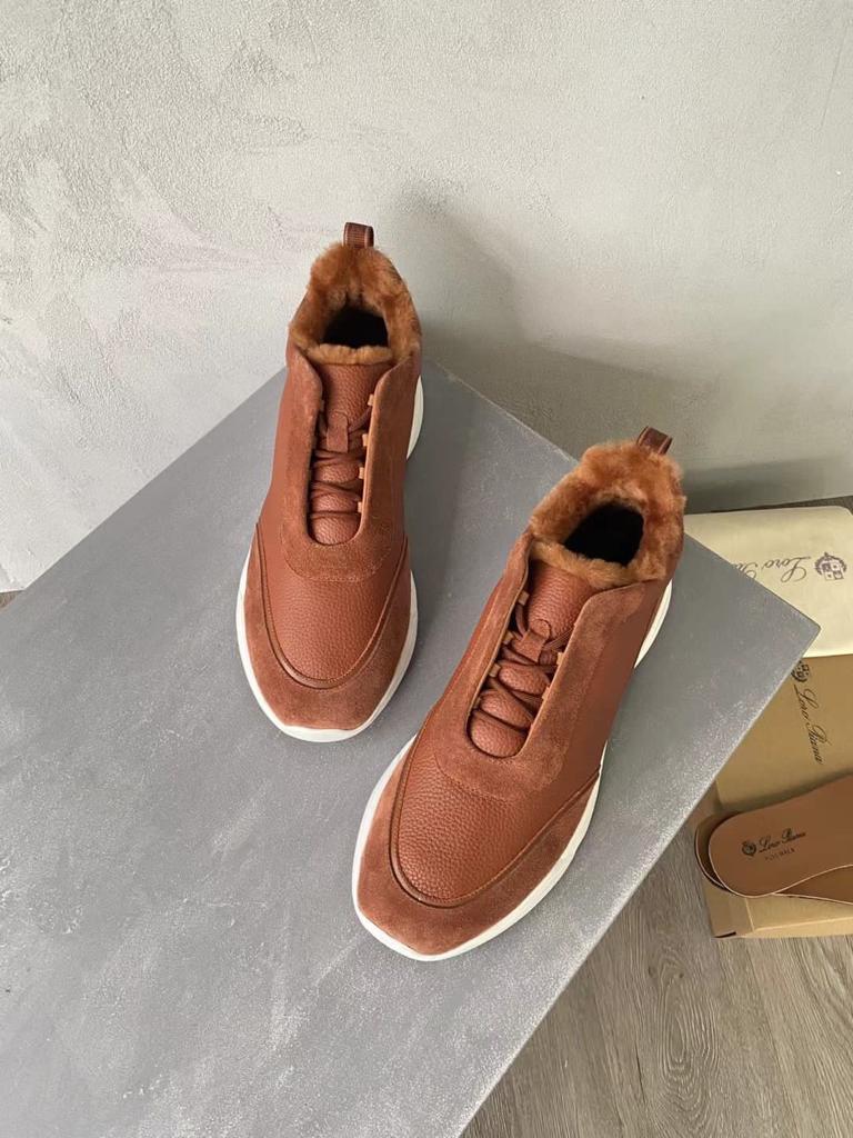 Мужские кроссовки Loro Piana коричневые комбинированные