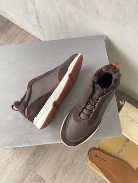 Мужские кроссовки Loro Piana шоколадные комбинированные
