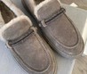 Женские лоферы Brunello Cucinelli на меху серые замшевые