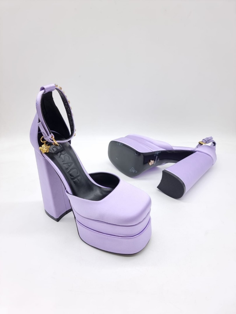 Женские туфли Versace лиловые текстильные