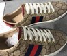 Кеды женские Gucci с орнаментом GG коричневые комбинированные