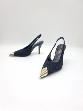 Женские туфли Saint Laurent с открытой пяткой черные