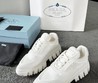 Женские кроссовки Prada белые текстильные