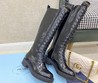 Женские сапоги на шнурках Prada кожаные черные