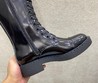 Женские сапоги на шнурках Prada кожаные черные