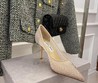 Женские туфли Jimmy Choo бежевые со стразами текстильные