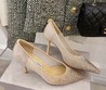 Женские туфли Jimmy Choo бежевые со стразами текстильные