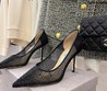 Женские туфли Jimmy Choo черные со стразами текстильные