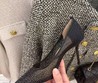 Женские туфли Jimmy Choo черные со стразами текстильные