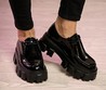 Женские ботинки Prada Monolith черные кожаные лакированные