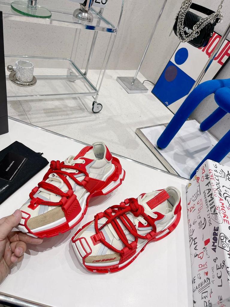 Мужские кроссовки Dolce & Gabbana 2022-2023 белые с красным