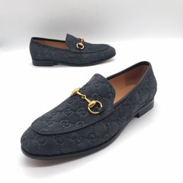 Мужские лоферы Gucci 2022-2023 серые с орнаментом GG