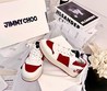 Женские кожаные кроссовки Jimmy Choo белые с красным